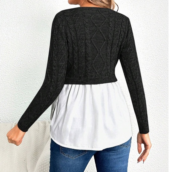 Maternity Color Block Chunky Knit Sweater Top - Picture 2 of 9